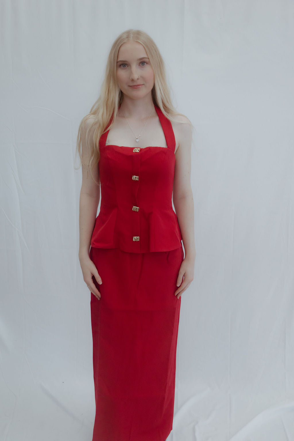 Red Halter and Skirt Set