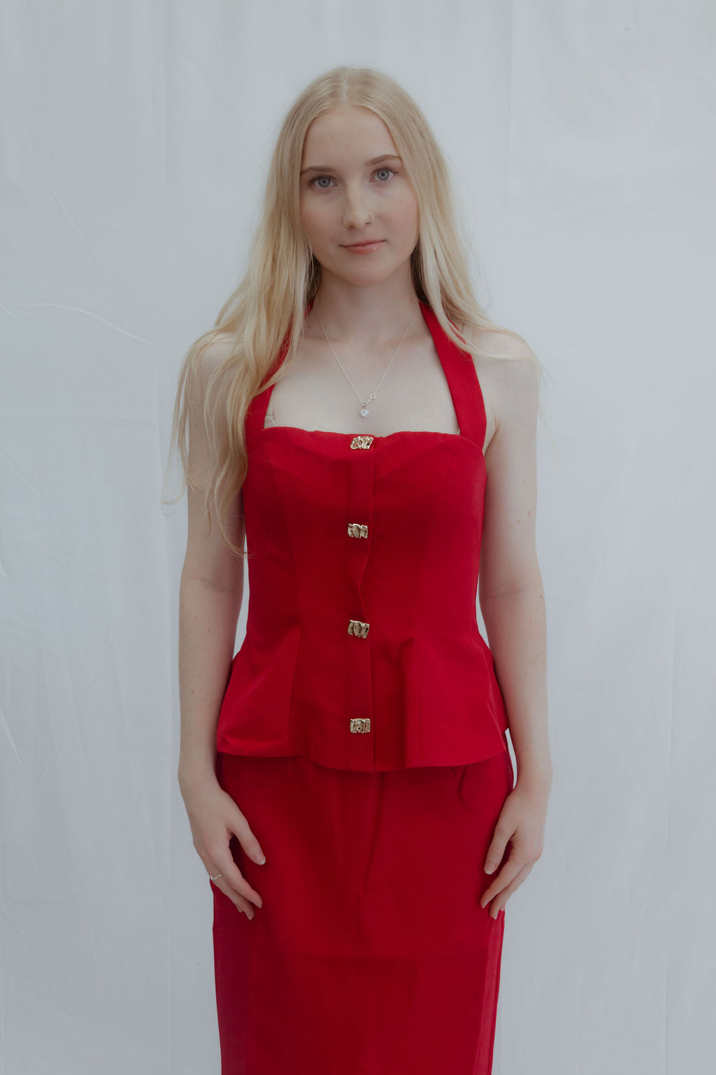 Red Halter and Skirt Set
