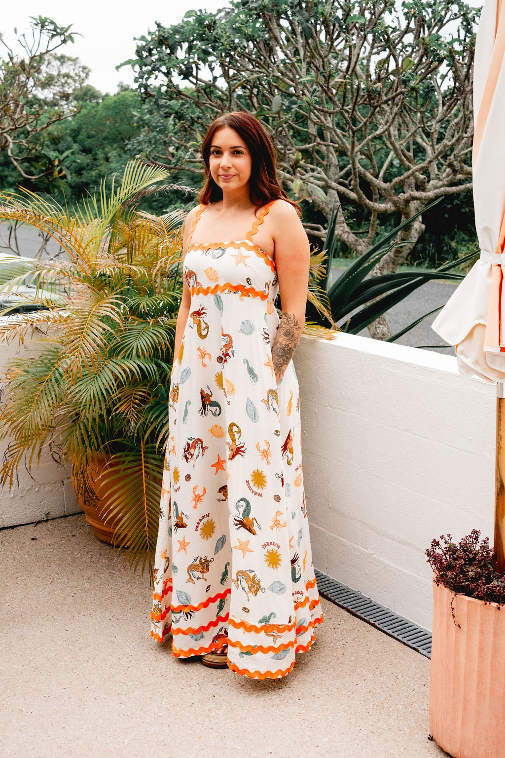 Orange Wavy Maxi Dress