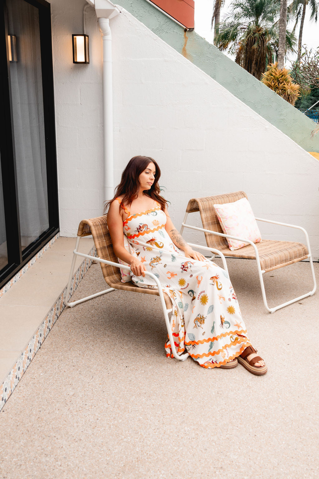 Orange Wavy Maxi Dress