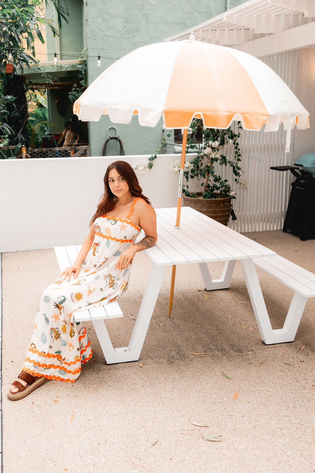 Orange Wavy Maxi Dress