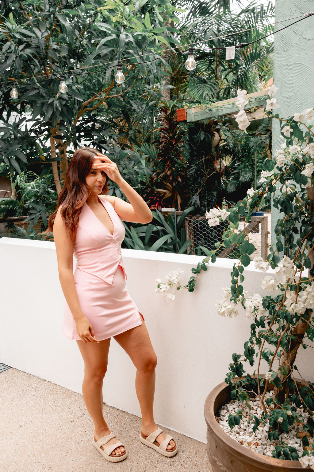 Pink Vest and Skirt Set