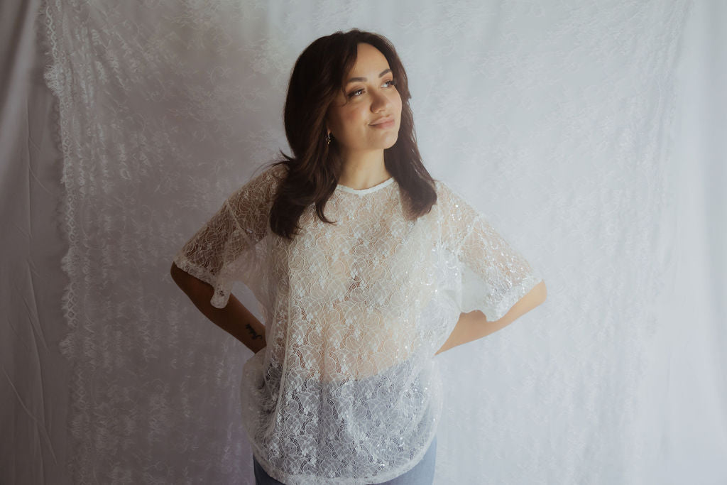 White Sequin Top