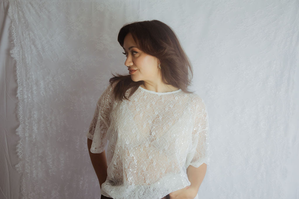 White Sequin Top
