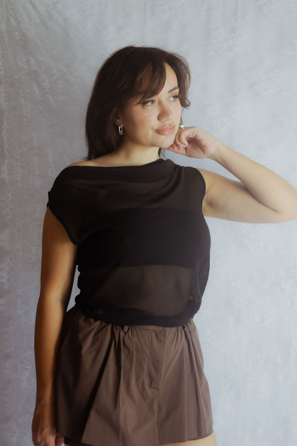 Sheer Black one Shoulder
