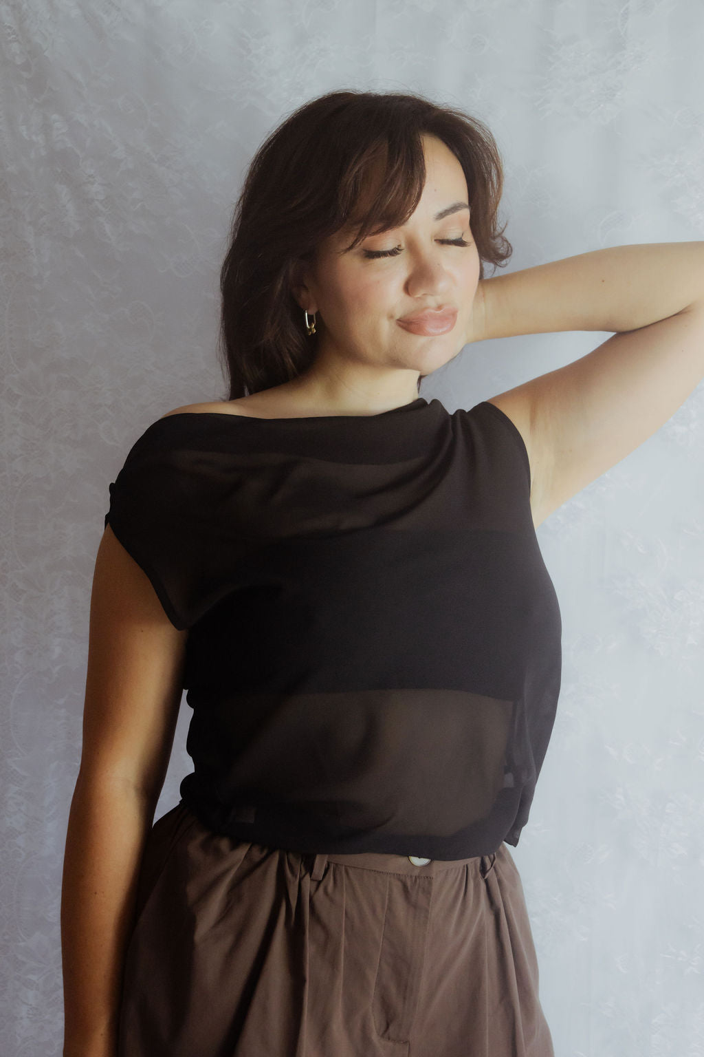 Sheer Black one Shoulder