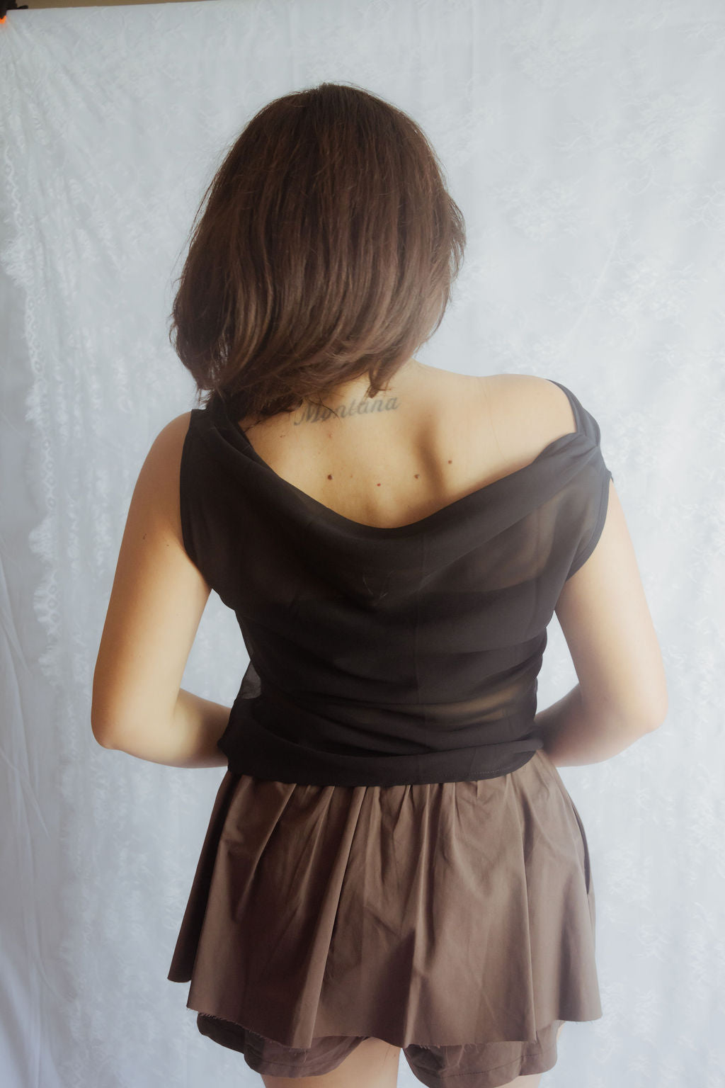 Sheer Black one Shoulder