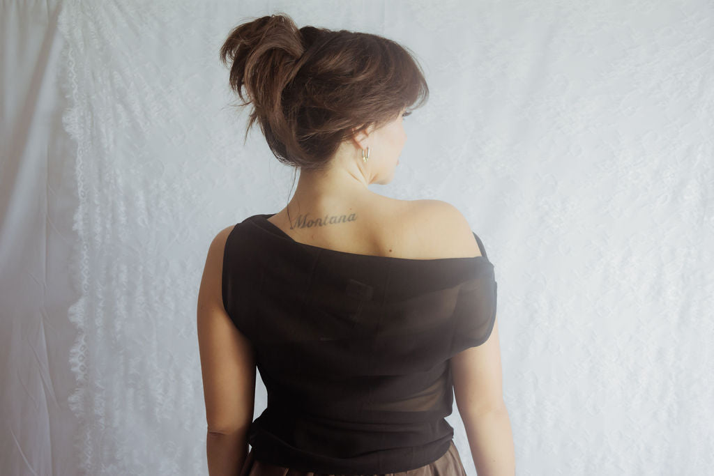 Sheer Black one Shoulder