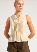 Front Tie Pleated Top