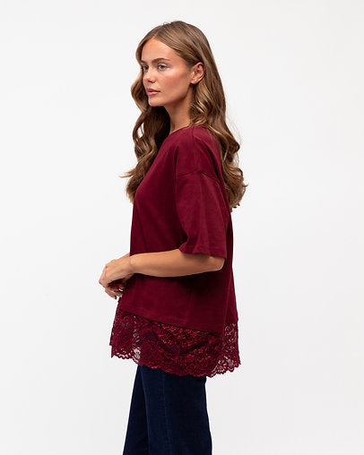 Wine Lace Detail Tee