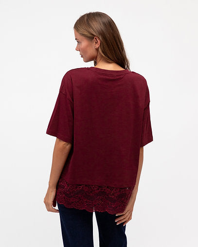 Wine Lace Detail Tee