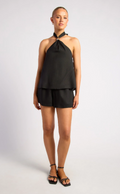 Rayon Blend Marble Bead Halter Neck Top And Shorts Set