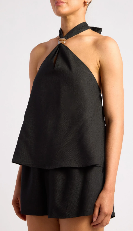Rayon Blend Marble Bead Halter Neck Top And Shorts Set