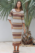Chevron Metallic Knitted Dress