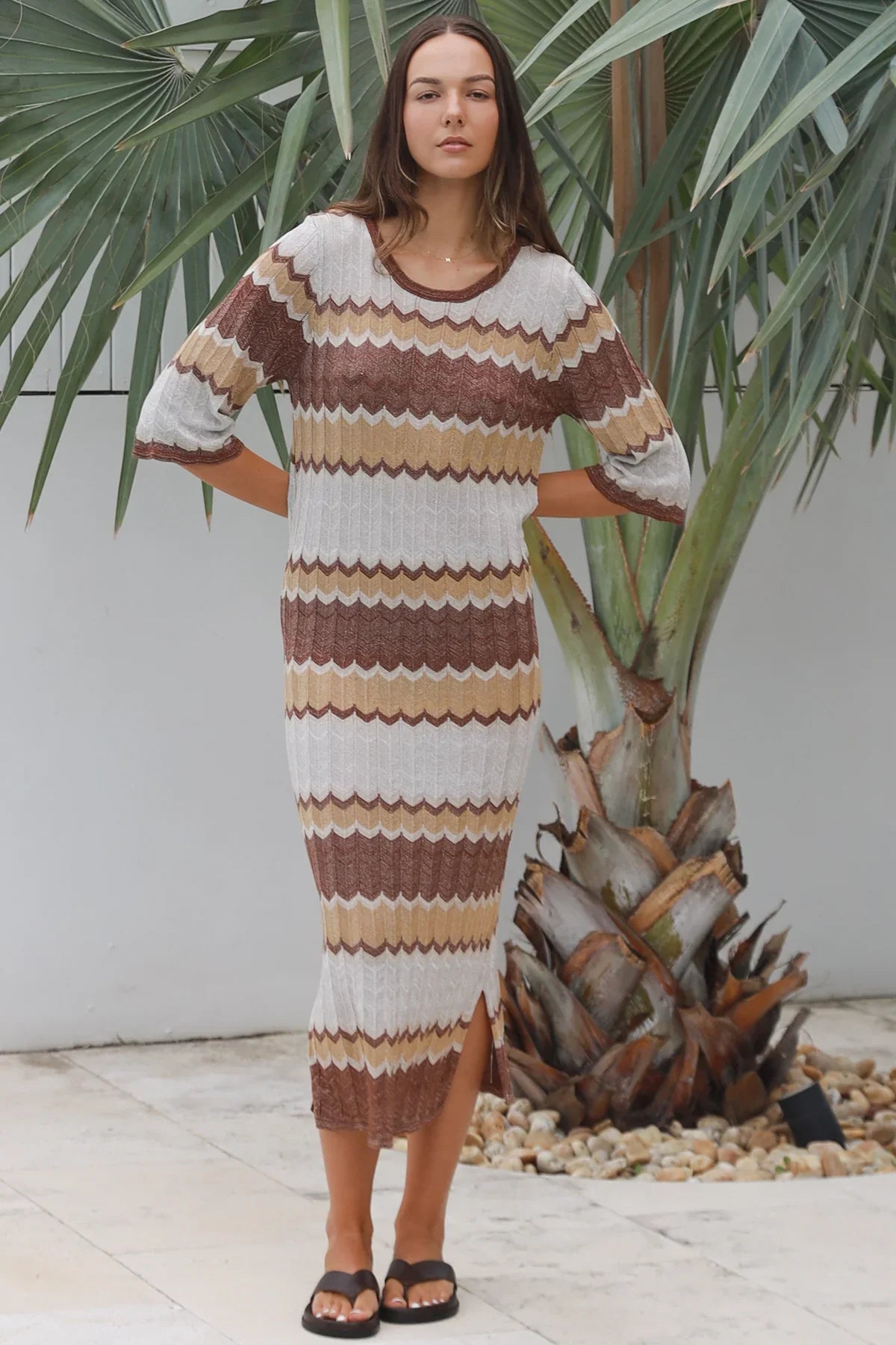 Chevron Metallic Knitted Dress