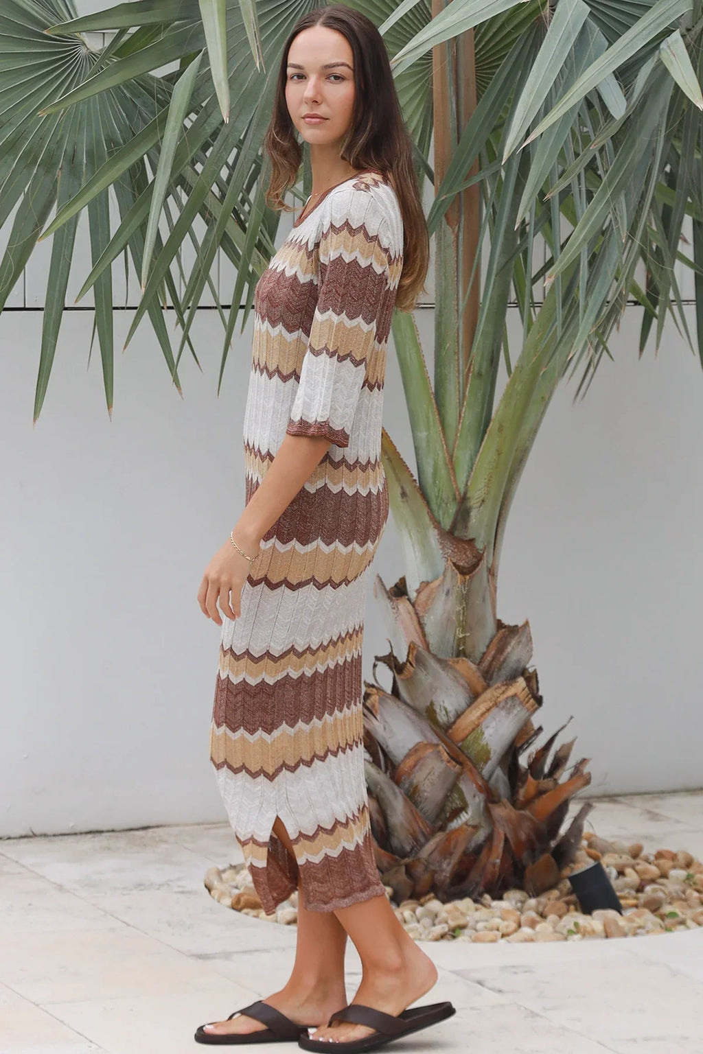 Chevron Metallic Knitted Dress