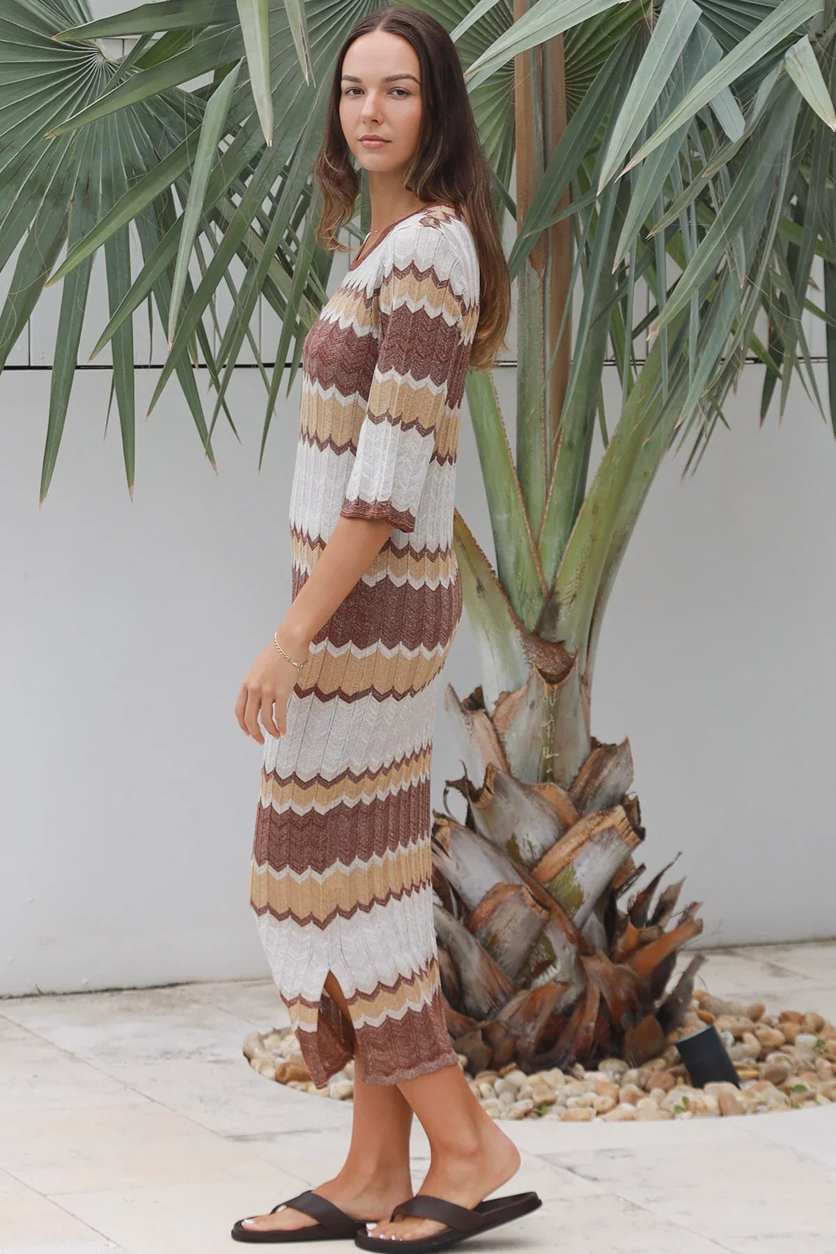 Chevron Metallic Knitted Dress