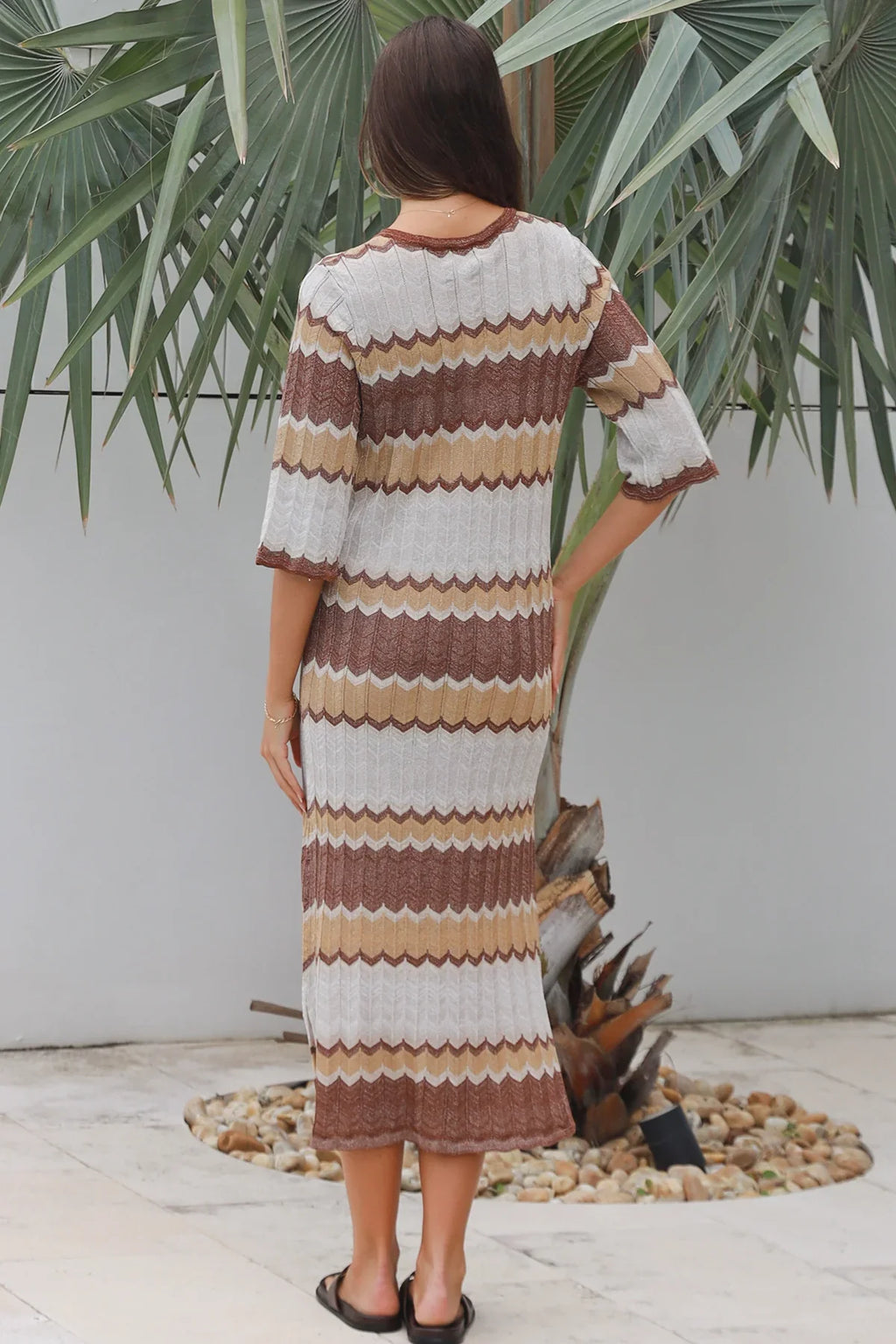 Chevron Metallic Knitted Dress