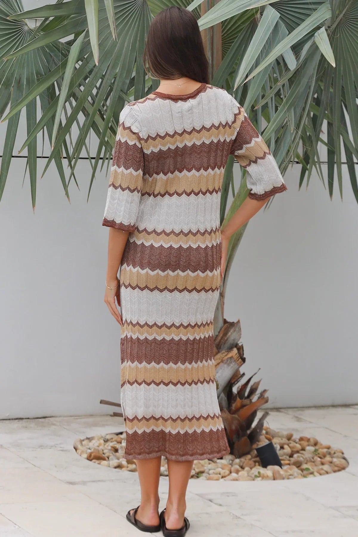 Chevron Metallic Knitted Dress