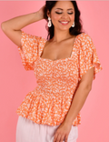 Izzy Tangerine Rouched Top
