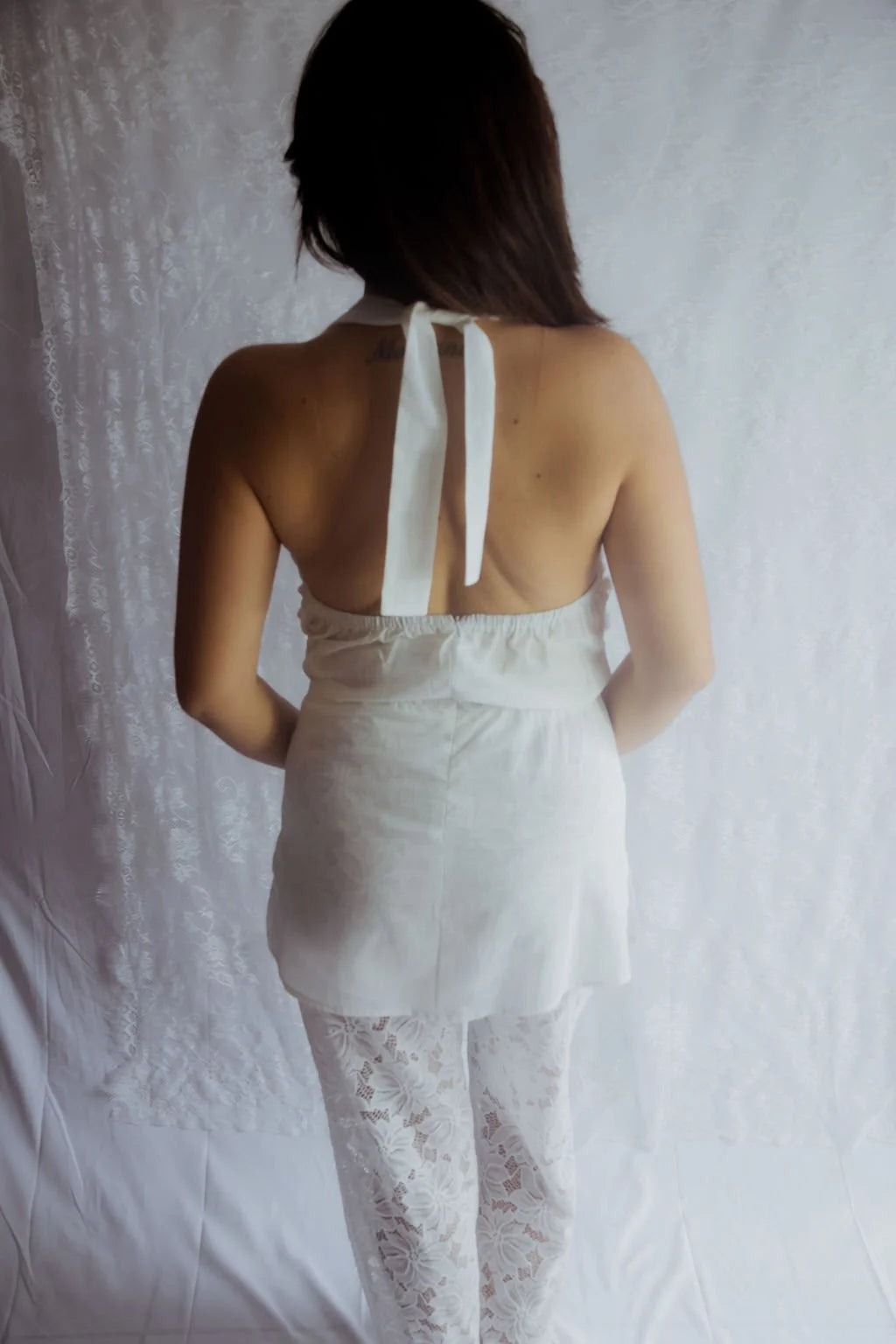 Cowl Neck Lace Pant Set